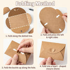 10 Pack Brown Kraft Paper Envelopes with Heart Closure 10.5x7 cm