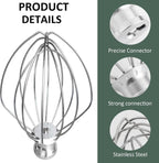 [Upgrade] K5AWW Replacement Whole Stainless Steel Wire Whip for 5 Quart Bowl-Lift 6-Wire Whip Kitchenaid mixer Attachment,Whole Body Food Grade Stainless Steel, Healthier, Rust free, More Durablee