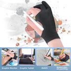Artist Drawing Glove 3-Layer Palm Rejection [2 Pack Black and Pink]