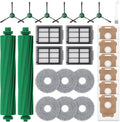 25 Pcs Replacement Parts Kit for iRobot Roomba Plus 405/505 / 507 Combo Robot Vacuum, Accessories Include 2 Main Brush, 6 Vacuum Bags, 4 Hepa Filters, 6 Mop Pads, 6 Side Brushes, 1 Cleaning Brush