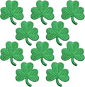 10Pcs Shamrock Iron on Patches, St Patricks Day Iron on Patches, Green Embroidered Emblem Lucky Clover Sew on Appliques for Clothing, Uniforms, Hats, Backpacks, Jackets, Pants, Accessories
