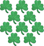 10Pcs Shamrock Iron on Patches, St Patricks Day Iron on Patches, Green Embroidered Emblem Lucky Clover Sew on Appliques for Clothing, Uniforms, Hats, Backpacks, Jackets, Pants, Accessories