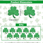10Pcs Shamrock Iron on Patches, St Patricks Day Iron on Patches, Green Embroidered Emblem Lucky Clover Sew on Appliques for Clothing, Uniforms, Hats, Backpacks, Jackets, Pants, Accessories