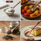 2PCS Long Wooden Spoons for Eating, 7.7 Inch Wooden Honey Spoon, Long Teaspoon Coffee Spoon for Mixing Kitchen Bar Restaurant Tea Dessert