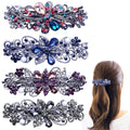 4 PCS Hair Barrettes for Women Ladies, Flower Crystal Rhinestones Barrette Pearl Spring Hair Clip Accessories Women Fashion Ponytail Holders Barrette for Daily Wear Mothers Day present