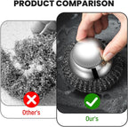 Steel Wool Scrubber with Handle, Upgrade Heavy Duty Stainless Steel Dish Scrubber for Cleaning Dishes, Iron Pots, Stoves, Kitchen Sink (2 pcs)