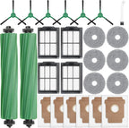 25 Pcs Replacement Parts for iRobot Roomba Plus 405 Combo/505 Combo /507 Combo Robot Vacuum Cleaner, Include 2 Main Brushes, 6 Dust Bags, 6 Mop Pads, 4 Filters, 6 Side Brushes and 1 Cleaning Tool