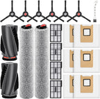 21 Pack Accessories Kit Compatible with eufy E28 Omni / E25 Omni Robot Vacuum, Replacement Parts include 1 Set(2) Main Brushes, 6 Dust Bags, 4 Filters, 2 Roller Mops, 6 Side Brushes, 1 Cleaning Tool