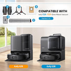 21 Pack Accessories Kit Compatible with eufy E28 Omni / E25 Omni Robot Vacuum, Replacement Parts include 1 Set(2) Main Brushes, 6 Dust Bags, 4 Filters, 2 Roller Mops, 6 Side Brushes, 1 Cleaning Tool