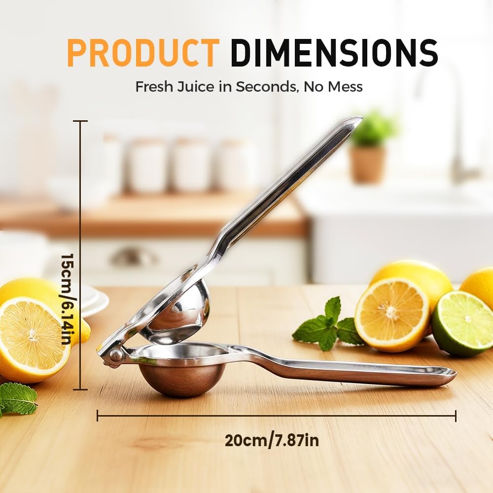 Lemon Squeezer, Stainless Steel Lemon Squeezer with Zester, Heavy Duty Squeezer Juicer for Lemon, Press Citr Juicer, Large Bowl Lime Squeezer for Home & Bar (2PCS)