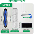 15Pcs Replacement Accessories Compatible with Ecovacs Deebot X11 Pro Omni / X11 OmniCycloneRobot Vacuum Cleaner,Parts Include 1 Main Brh,2 Roller Mop Pads,6 Hepa Filters,6 Side Brh