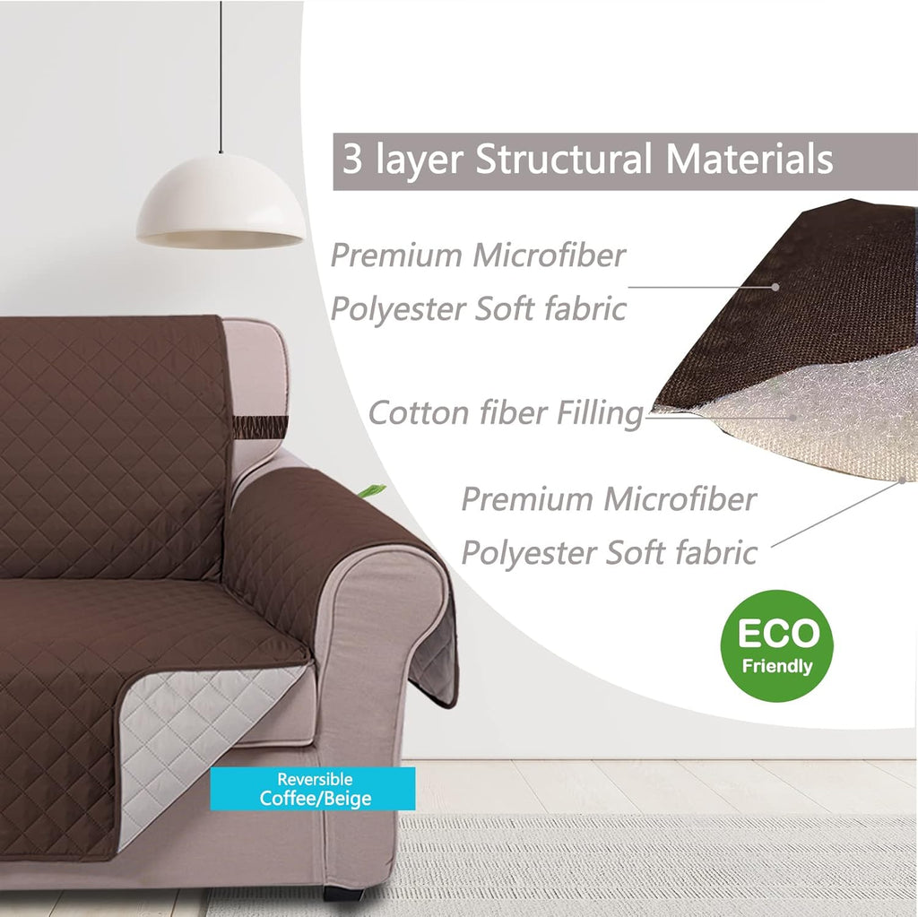 UNICE Home Reversible Sofa Cover Bundle Loveseat Cover(Sofa+Loveseat Small, Coffee)
