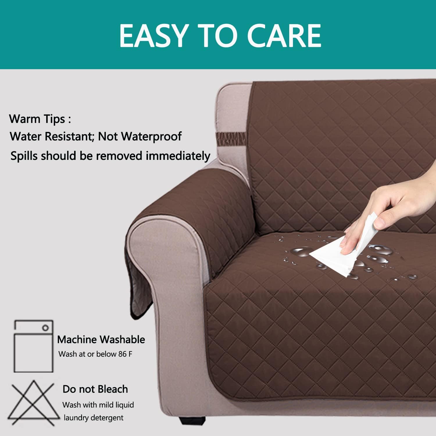 UNICE Home Reversible Sofa Cover Bundle Chair Cover(Sofa+Chair, Coffee)