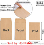 100 Pack Small Coin Envelopes Self-Adhesive Kraft Paper Seed Envelopes Mini Parts Small Items Stamps Storage Packets Envelopes for Garden, Office or Wedding Gift(2.25"×3.5") (100)