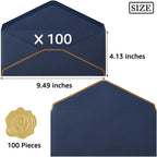 100 Pack #10 Business Envelopes with Gold Border, Self Seal Standard Envelopes with Gold Stickers for Office, Checks, Letter Mailing, Invoices, 4 1/8 x 9 1/2 Inches (Navy Blue)