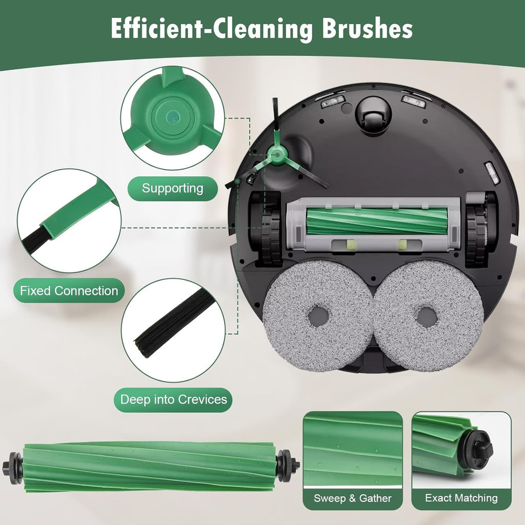 27 Pcs Replacement Parts for iRobot Roomba Plus 405 Combo/505 Combo /507 Combo Robot Vacuum Cleaner, include 2 Main Brushes, 6 Dust Bags, 6 Mop Pads, 4 Filters, 6 Side Brushes and 1 Cleaning Tool