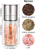 ® Salt and Pepper Grinder Set, Pepper Mill, Sea Salt Shaker Grinder Refillable, Adjustable Coarseness, Stainless Steel with Ceramic Rotor(Seasoning not included)