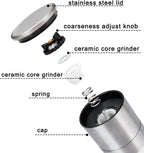 ® Salt and Pepper Grinder Set, Pepper Mill, Sea Salt Shaker Grinder Refillable, Adjustable Coarseness, Stainless Steel with Ceramic Rotor(Seasoning not included)