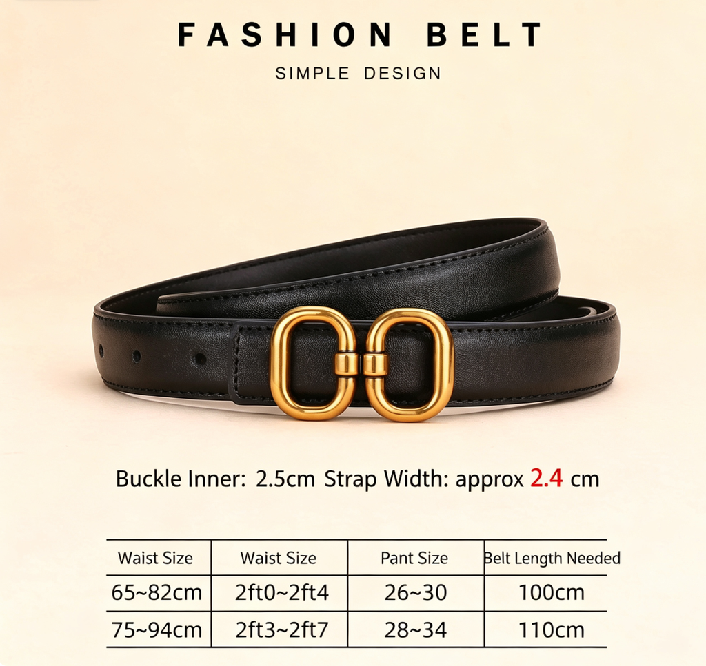 Genuine Leather Women‘s Belt 2-Pack - Classic Black & Dark Brown Dress Belt for Women - Trendy Casual Waist Belt for Jeans Trousers - 100cm