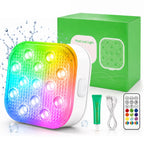 Rechargeable Magnetic Pool Light - IP68 Waterproof Underwater LED Light with Remote Control - 16 Colors 2600mAh Battery for Above Ground Inground Pools - 2 Pack