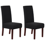 Stretch Full Cover Chair Cover 6-Pack - Waterproof Anti-Slip Elastic Seat Protector for Dining Room Hotel - Thick Warm Waffle Texture - Black (6-Pack)