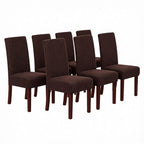 Stretch Full Cover Chair Cover 6-Pack - Waterproof Anti-Slip Elastic Seat Protector for Dining Room Hotel - Thick Warm Waffle Texture - Brown (6-Pack)