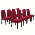 Stretch Full Cover Chair Cover 6-Pack - Waterproof Anti-Slip Elastic Seat Protector for Dining Room Hotel - Thick Warm Waffle Texture - Burgundy (6-Pack)
