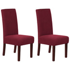 Stretch Full Cover Chair Cover 6-Pack - Waterproof Anti-Slip Elastic Seat Protector for Dining Room Hotel - Thick Warm Waffle Texture - Burgundy (6-Pack)