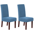Stretch Full Cover Chair Cover 6-Pack - Waterproof Anti-Slip Elastic Seat Protector for Dining Room Hotel - Thick Warm Waffle Texture - Dusty Blue (6-Pack)