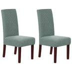 Stretch Full Cover Chair Cover 6-Pack - Waterproof Anti-Slip Elastic Seat Protector for Dining Room Hotel - Thick Warm Waffle Texture - Gray Green (6-Pack)