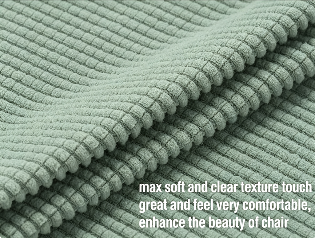 Stretch Full Cover Chair Cover 6-Pack - Waterproof Anti-Slip Elastic Seat Protector for Dining Room Hotel - Thick Warm Waffle Texture - Gray Green (6-Pack)