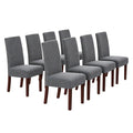 Stretch Full Cover Chair Cover 6-Pack - Waterproof Anti-Slip Elastic Seat Protector for Dining Room Hotel - Thick Warm Waffle Texture - Gray (6-Pack)