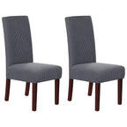 Stretch Full Cover Chair Cover 6-Pack - Waterproof Anti-Slip Elastic Seat Protector for Dining Room Hotel - Thick Warm Waffle Texture - Gray (6-Pack)