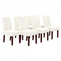 Stretch Full Cover Chair Cover 6-Pack - Waterproof Anti-Slip Elastic Seat Protector for Dining Room Hotel - Thick Warm Waffle Texture - Ivory (6-Pack)