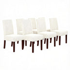 Stretch Full Cover Chair Cover 6-Pack - Waterproof Anti-Slip Elastic Seat Protector for Dining Room Hotel - Thick Warm Waffle Texture - Ivory (6-Pack)