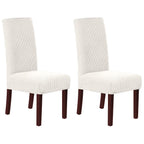 Stretch Full Cover Chair Cover 6-Pack - Waterproof Anti-Slip Elastic Seat Protector for Dining Room Hotel - Thick Warm Waffle Texture - Ivory (6-Pack)