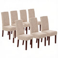 Stretch Full Cover Chair Cover 6-Pack - Waterproof Anti-Slip Elastic Seat Protector for Dining Room Hotel - Thick Warm Waffle Texture - Khaki (6-Pack)