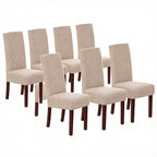 Stretch Full Cover Chair Cover 6-Pack - Waterproof Anti-Slip Elastic Seat Protector for Dining Room Hotel - Thick Warm Waffle Texture - Khaki (6-Pack)