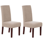 Stretch Full Cover Chair Cover 6-Pack - Waterproof Anti-Slip Elastic Seat Protector for Dining Room Hotel - Thick Warm Waffle Texture - Khaki (6-Pack)