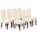 Stretch Full Cover Chair Cover 6-Pack - Waterproof Anti-Slip Elastic Seat Protector for Dining Room Hotel - Thick Warm Waffle Texture - Natural (6-Pack)