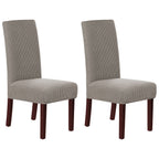Stretch Full Cover Chair Cover 6-Pack - Waterproof Anti-Slip Elastic Seat Protector for Dining Room Hotel - Thick Warm Waffle Texture - Taupe (6-Pack)