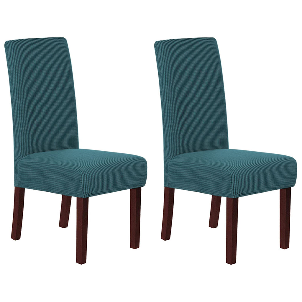 Stretch Full Cover Chair Cover 6-Pack - Waterproof Anti-Slip Elastic Seat Protector for Dining Room Hotel - Thick Warm Waffle Texture - Teal (6-Pack)