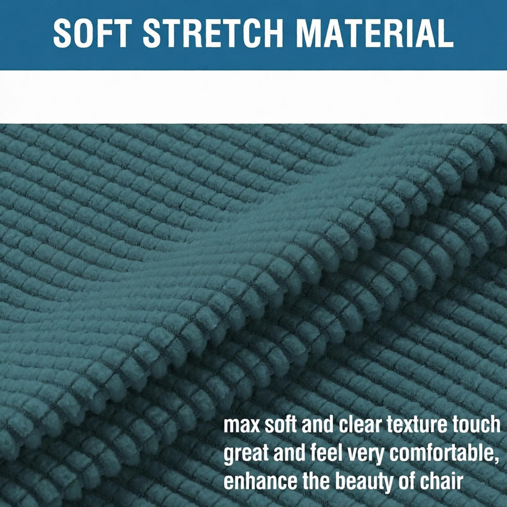 Stretch Full Cover Chair Cover 6-Pack - Waterproof Anti-Slip Elastic Seat Protector for Dining Room Hotel - Thick Warm Waffle Texture - Teal (6-Pack)