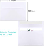 50 Packs 5x7 Envelopes, White A7 Envelopes for Invitations, Printable, Self Seal Weddings, Photos, Postcards, Greeting Cards, Mailing (5.25x7.25in)