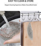 Cast Iron Cleaner, 2 Pack Stainless Steel Chainmail Scrubber for Cast Iron Pan Pot Skillet Brush Scraper Scrub Cleaner (7IN& 5IN Round).