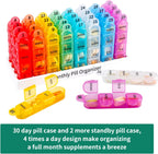 Monthly Pill Organizer 4 Times a Day, 30 Day Pill Organizer with Daily Pill Box Organizer, One Month Medicine Pill Case, 31 Day Pill Container Pill Holder to Hold Supplement and Medication