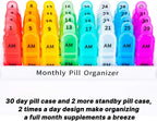 Monthly Pill Organizer 2 Times a Day - 30 Day Pill Box AM PM, BPA Free One Month Medicine Organizer Twice Daily, 31-Day Case to Hold Vitamins, Supplements & Medication