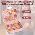 Travel Pill Organizer, 7 Compartments Portable Pill Case, Compact and Portable Pill Box, Small Pill Container for Pocket Purse Medicine Organizer, Daily Pill Box to Hold Vitamins
