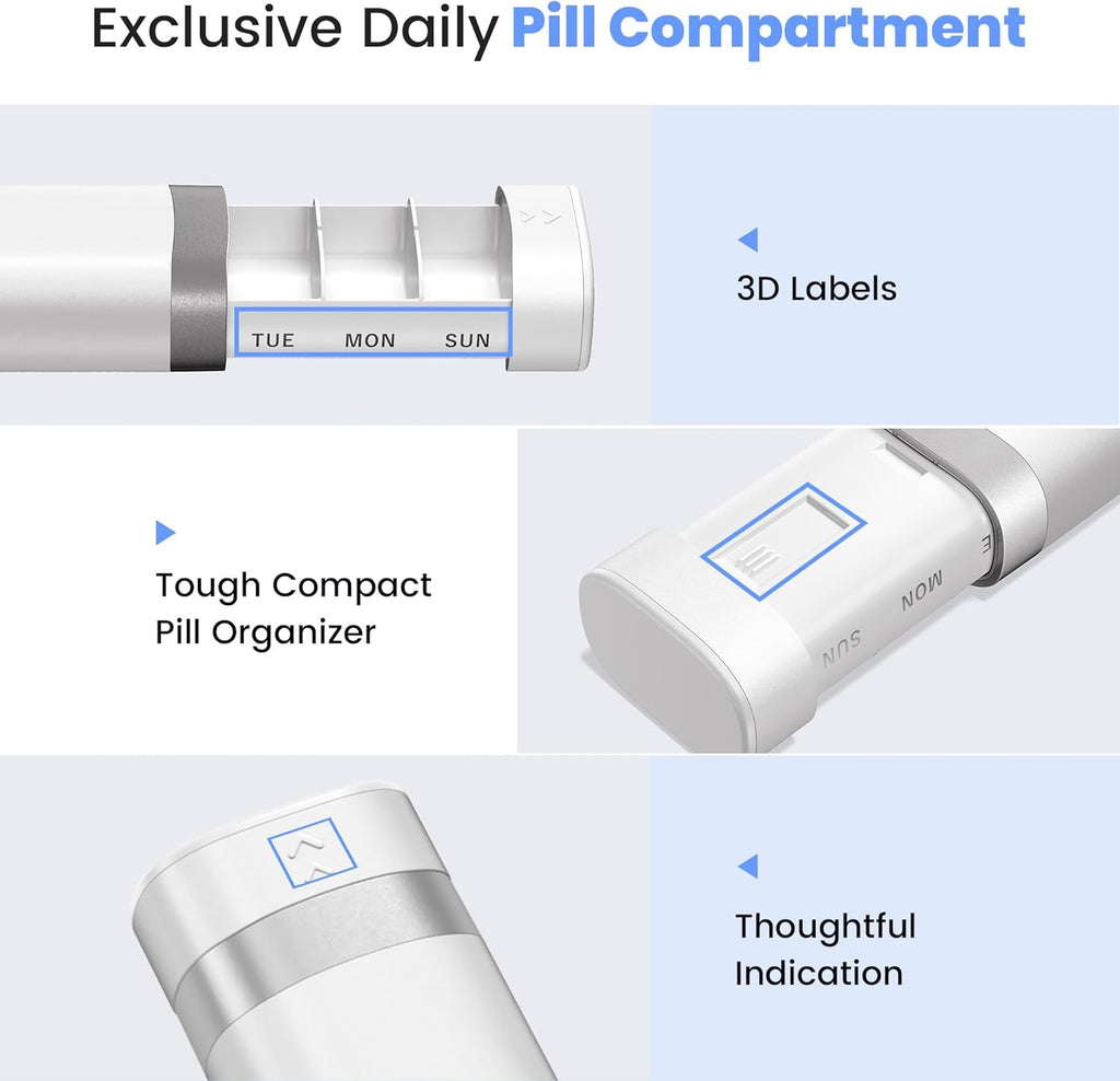 7-Day Pill Organizer, Travel Pill Case with Easy-to-Use Design, Large-Capacity Vitamin Box, Portable Drawer Medication Organizer for Once-a-Day Vitamins, Pills, and Supplements (White)