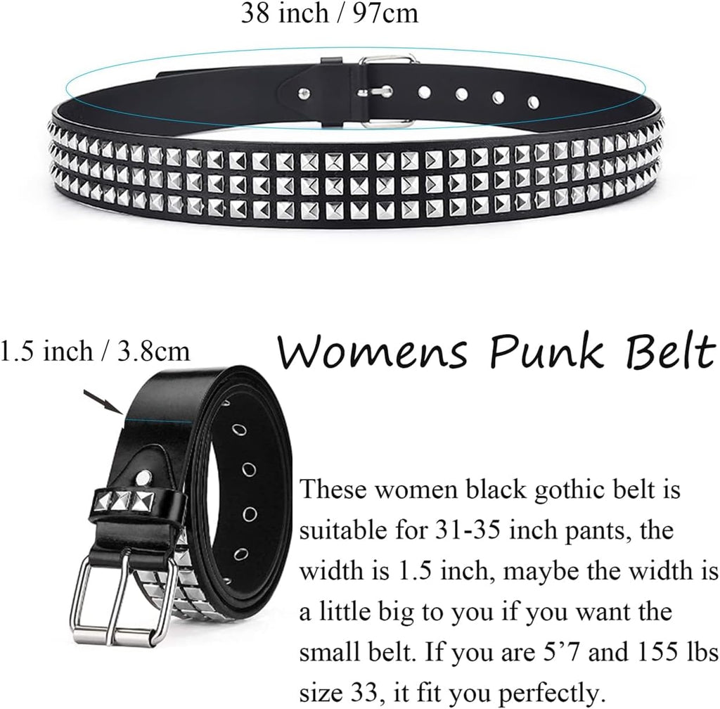 Studded Belts Women Y2K Stud Punk Rock Woman Girls Black Waist Belt for Cosplay Halloween